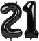 Black Number 21 Balloon 40 inch, 21 Number Balloons, 21st Black Birthday Decorations,(Black)